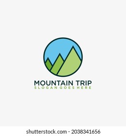 Mountain Landscape Logo  Fully Editable Logo  Easy to Change Color   Text 