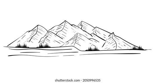 paisaje montañoso, logotipo, ilustración y vector