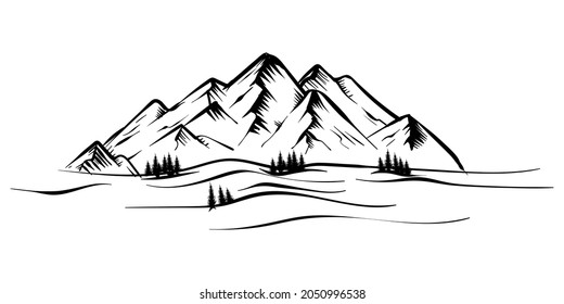 Berglandschaft, Logo, Illustration und Vektorgrafik