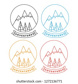 Mountain landscape logo. Outdoor mountain vintage logo