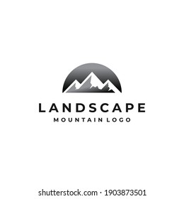 Mountain landscape logo vector modern simple design with gradient color