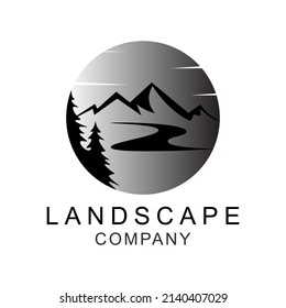 Mountain landscape logo vector modern simple design with gradient color