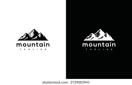 Logos in der Berglandschaft auf kontrastierenden Hintergründen aus einer einfachen Perspektive