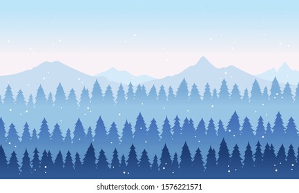 Mountain Landscape with many snowfall