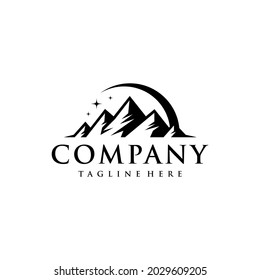 Mountain Landscape Minimalist Vector logo design for Outdoor Adventure.