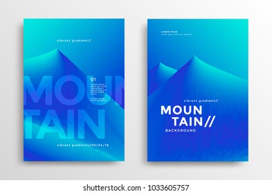 Mountain Landscape Modern Cover Set. Vector Blend And Gradient Illustration For Poster, Flyer.