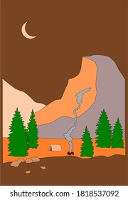 Berglandschaft mit Mond, Vektorgrafik