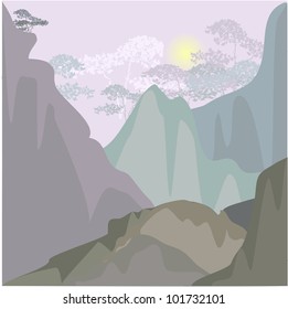 Mountain landscape in the morning