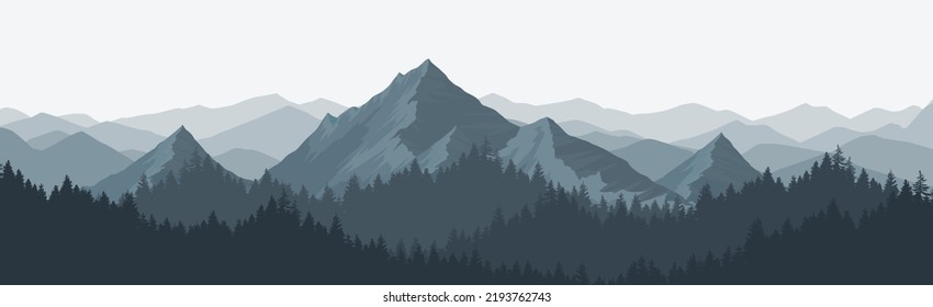 Paisaje montañoso por la mañana o por la noche. Brenner, sitio web de Ilustración de vectores de fondo de naturaleza.