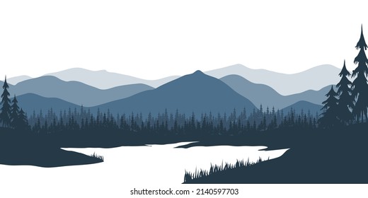
Mountain landscape in the morning or evening. vector background image
