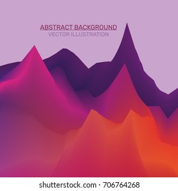 Mountain Landscape. Mountainous Terrain. Dynamic Effect. Futuristic Technology Style. Motion Vector Illustration. Background for banner, flyer, book, cover, poster.