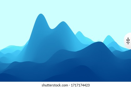 Paisaje de montaña. Terreno montañoso. Ilustración vectorial. Antecedentes abstractos.