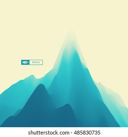 Paisaje de montaña. Terreno montañoso. Ilustración vectorial para pancarta, volante, portada del libro, afiche. Antecedentes abstractos.