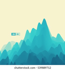 Mountain Landscape. Mountainous Terrain. Vector Illustration. Abstract Background.