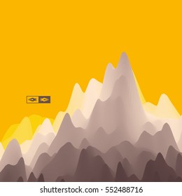 Mountain Landscape. Mountainous Terrain. Vector Illustration. Abstract Background.