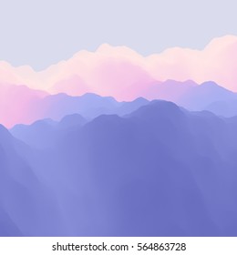 Berglandschaft. Berggebiet. Vektorgrafik. Abstrakter Hintergrund.
