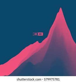 Mountain Landscape. Mountainous Terrain. Vector Illustration. Abstract Background.