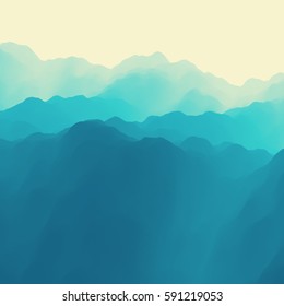 Mountain Landscape. Mountainous Terrain. Vector Illustration. Abstract Background.