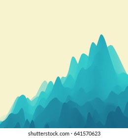 Mountain Landscape. Mountainous Terrain. Vector Illustration. Abstract Background.