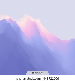Mountain Landscape. Mountainous Terrain. Vector Illustration. Abstract Background. 
