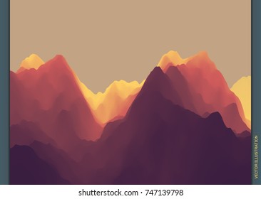 Mountain landscape. Mountainous terrain. Vector illustration. Abstract background.