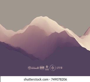 Mountain landscape. Mountainous terrain. Vector illustration. Abstract background.