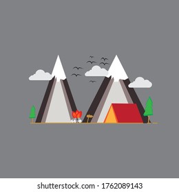 Mountain landscape, mountainscape, mountain mural, winter mountains, Christmas card, children's room decor, scandinavian wallpapers
