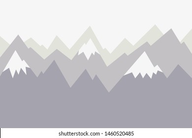 Mountain landscape, mountain mural in grey colors