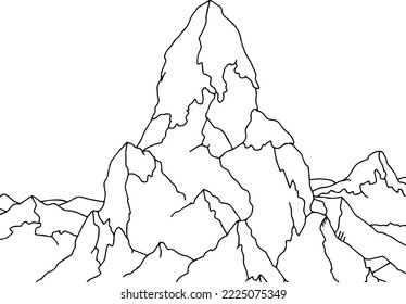 Mountain landscape, nature background, black and white
