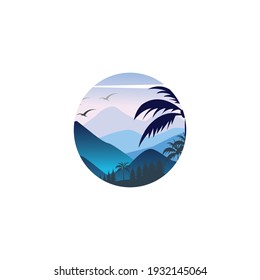 mountain landscape nature circle vector illustration