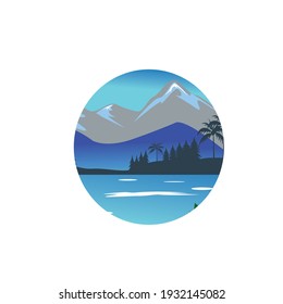 mountain landscape nature circle vector illustration