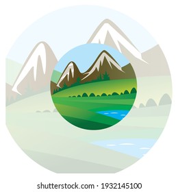 Mountain Landscape Nature Circle Vector Illustration