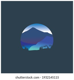 mountain landscape nature circle vector illustration