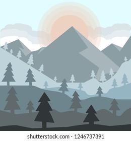 Mountain landscape nature outdoor vector illustration