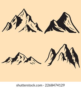 Vector de siluetas naturales del paisaje montañoso