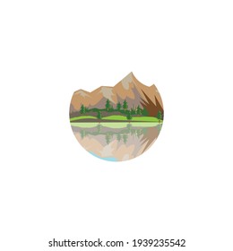 mountain landscape nature vector illustration small circle design with color