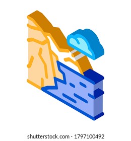 mountain landscape near sea icon vector. isometric mountain landscape near sea sign. color isolated symbol illustration