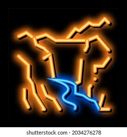mountain landscape neon light sign vector. Glowing bright icon mountain landscape sign. transparent symbol illustration