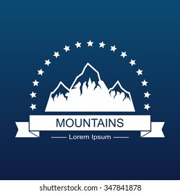 Mountain landscape  on blue background. Vector illustration