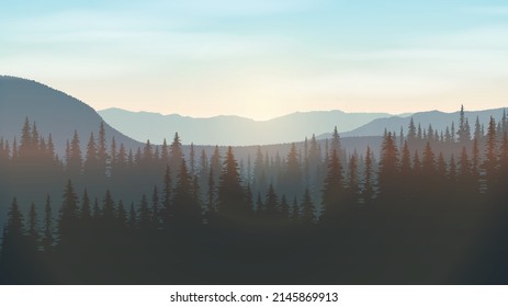 Mountain landscape on the horizon background. vector illustration.