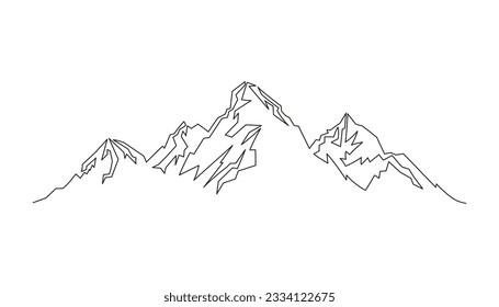 Mountain landscape in one line. One continuous mountain line. Vector illustration