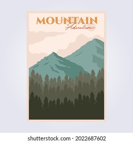 mountain landscape outdoor adventure vintage poster illustration vector design retro classic travel poster