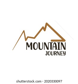 Mountain Landscape for Outdoor Nature Photography Adventure Photographer Logo Design. Simple mountain logo on white background. The mountain logo is orange with the words company in black.