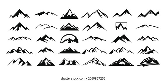 conjunto de logotipos de silueta de la cumbre de aventura al aire libre