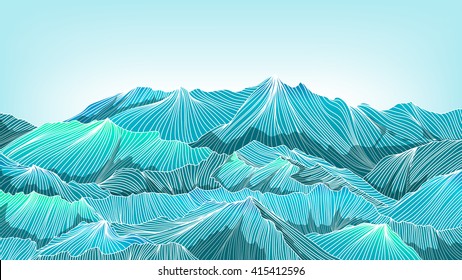 Mountain landscape outline hand draw