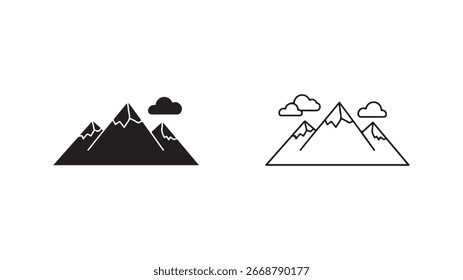 Symbole für die Berglandschaft mit Wolken