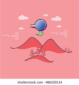 Mountain landscape outline vector art for kids