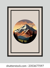 mountain landscape painting, wall painting 3