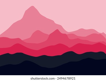 mountain landscape panorama vector illustration in flat design.