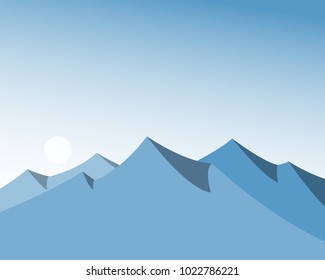 Mountain landscape, Panoramic view of the blue mountain, Vector and illustration